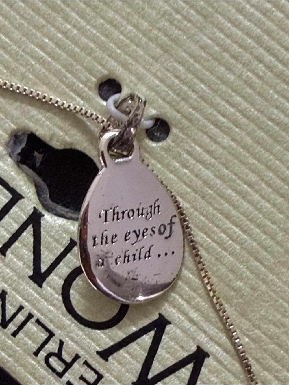 NEW Sterling Silver Oval Charm Necklace Wonder Through the Eyes of a Child Gift